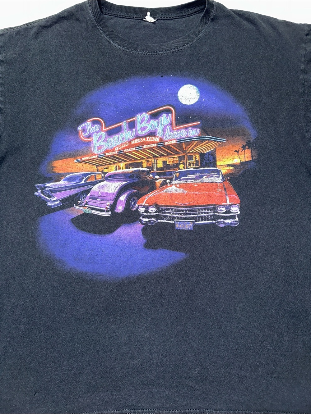 Vintage The Beach Boys Drive In Concert Tour T-Shirt Black Graphic Tee Men's XL